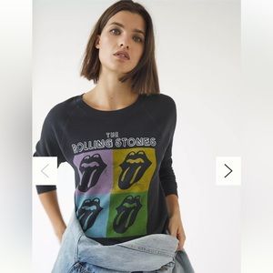 Letluv Anthropologie Rolling Stones Cropped Graphic Pullover
